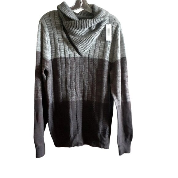 Mens Trash Nouveau Gray Burgundy Knit Metal Zip Turtle Neck Neck M Gift Idea - Picture 6 of 14